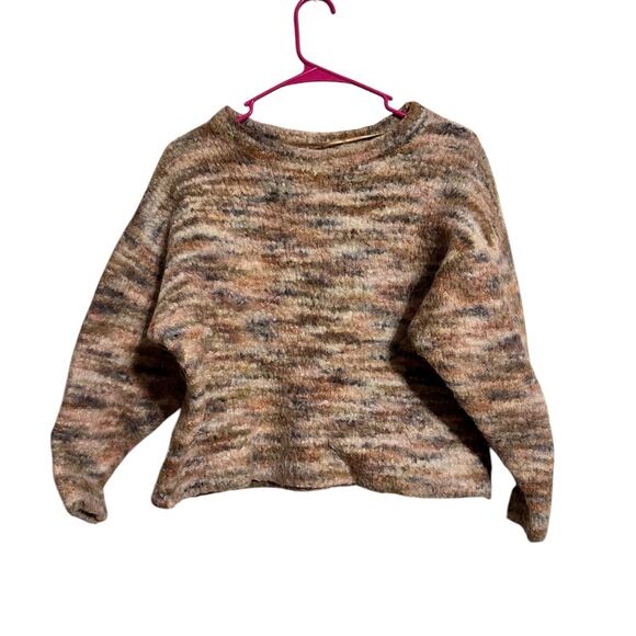 Free People Alpaca Wool Blend Multi Colored Cropped Sweater Size Small - Picture 1 of 6